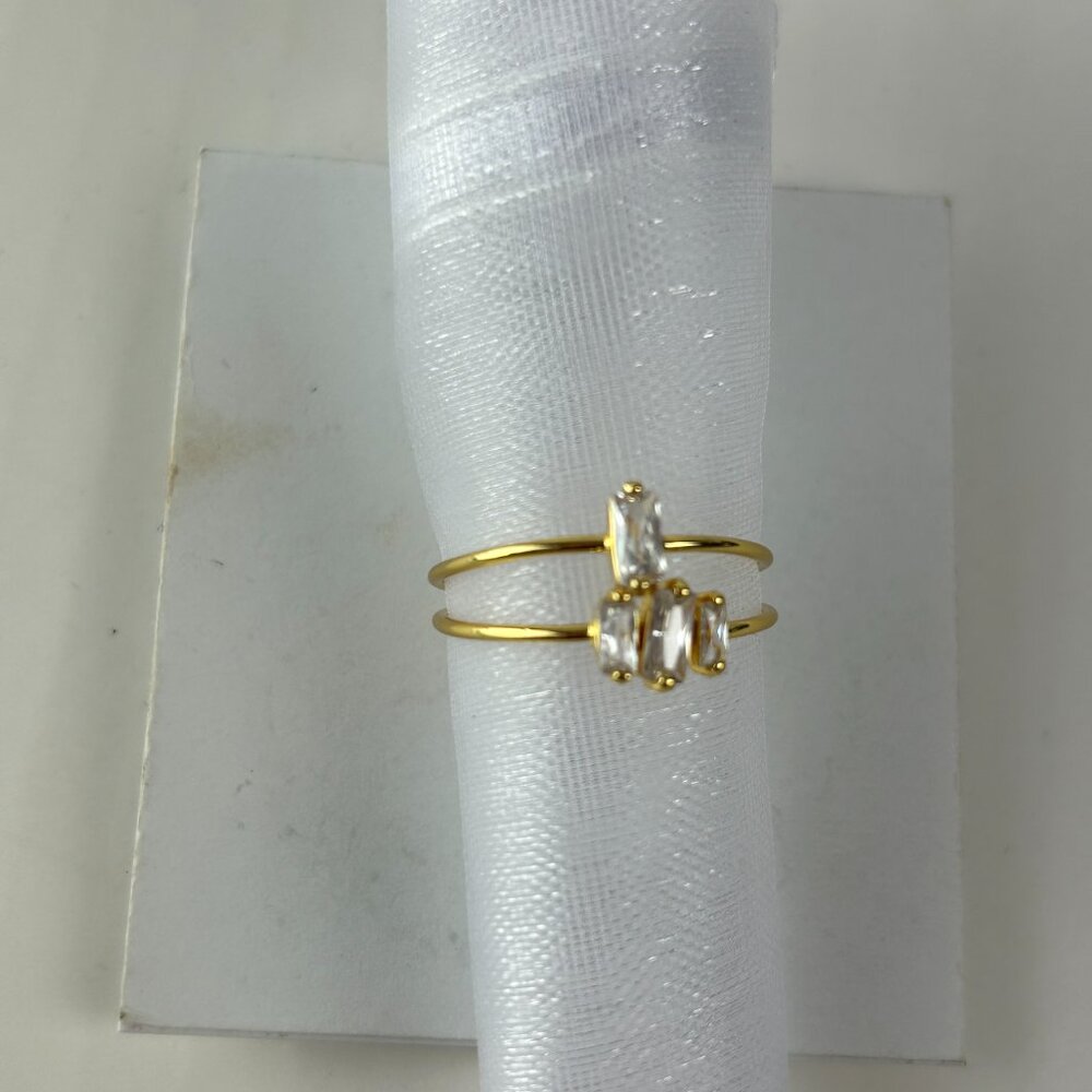 18K Gold Plated Gorjana Amara Ring Set of 2 Size 8 - Picture 2 of 5